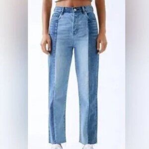 PacSun high rise straight patchwork two-toned jeans